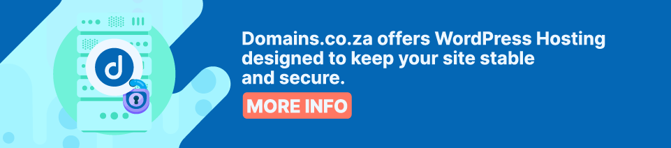 Strip Banner Text - Domains.co.za offers WordPress Hosting designed to keep your site stable and secure. [More Info]
