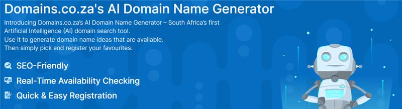 Get the Right Domain Name with Domains.co.za's AI Domain Name Generator Strip Banner Text - Get the Right Domain Name with Domains.co.za's AI Domain Name Generator