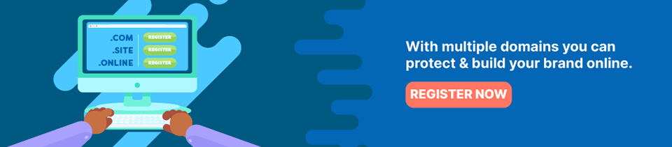 Strip Banner Text - With multiple domains you can protect & build your brand online. [Register now]