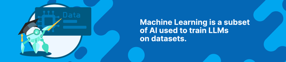 Strip Banner Text - Machine Learning is a subset of AI used to train LLMs on datasets