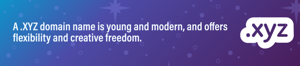 Strip Banner - AA .XYZ domain name is young and modern, and offers flexibility and creative freedom. Strip Banner - A .XYZ domain name is young and modern, and offers flexibility and creative freedom.