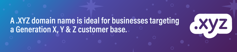 Strip Banner - A .XYZ domain name is ideal for businesses targeting a generation X, Y and Z customer base. Strip Banner - A .XYZ domain name is ideal for businesses targeting a generation X, Y and Z customer base.