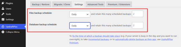 Reliable WordPress Backup - Set Backup Frequency for Website Files and Database Reliable WordPress Backup - ESet Backup Frequency for Website Files and Database