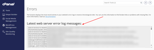A WordPress 500 Internal Server Error - Check Web Server Logs via cPanel
