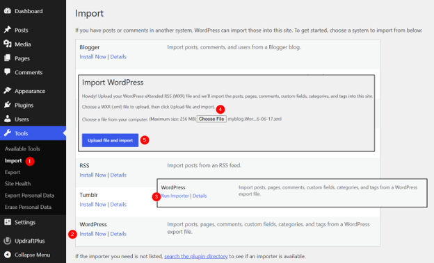 Exporting WordPress Site Is The Smartest Ways To Protect Your Website - Import WordPress Content
