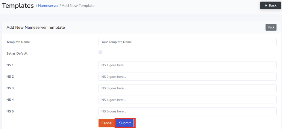 How To Specify An Alternative DNS Server For A Domain Registration - Add New Nameserver Template How To Specify An Alternative DNS Server For A Domain Registration - Add New Nameserver Template