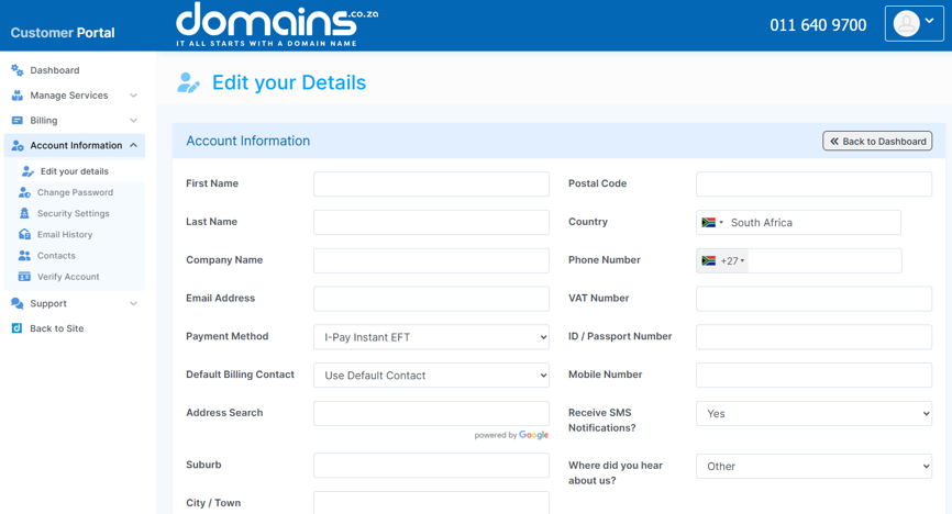 How To Update Your Account Information - Login in to Domains.co.za Account How To Update Your Account Information - Login in to Domains.co.za Account