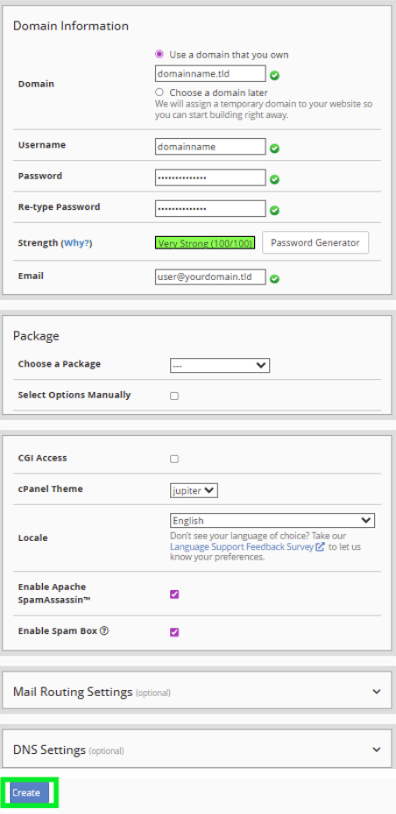 WHM - Domain Information How To Create a cPanel Account On A Reseller Hosting Account