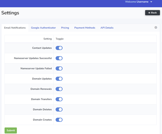 How To Change Domains Reseller Notifications - Notification Settings