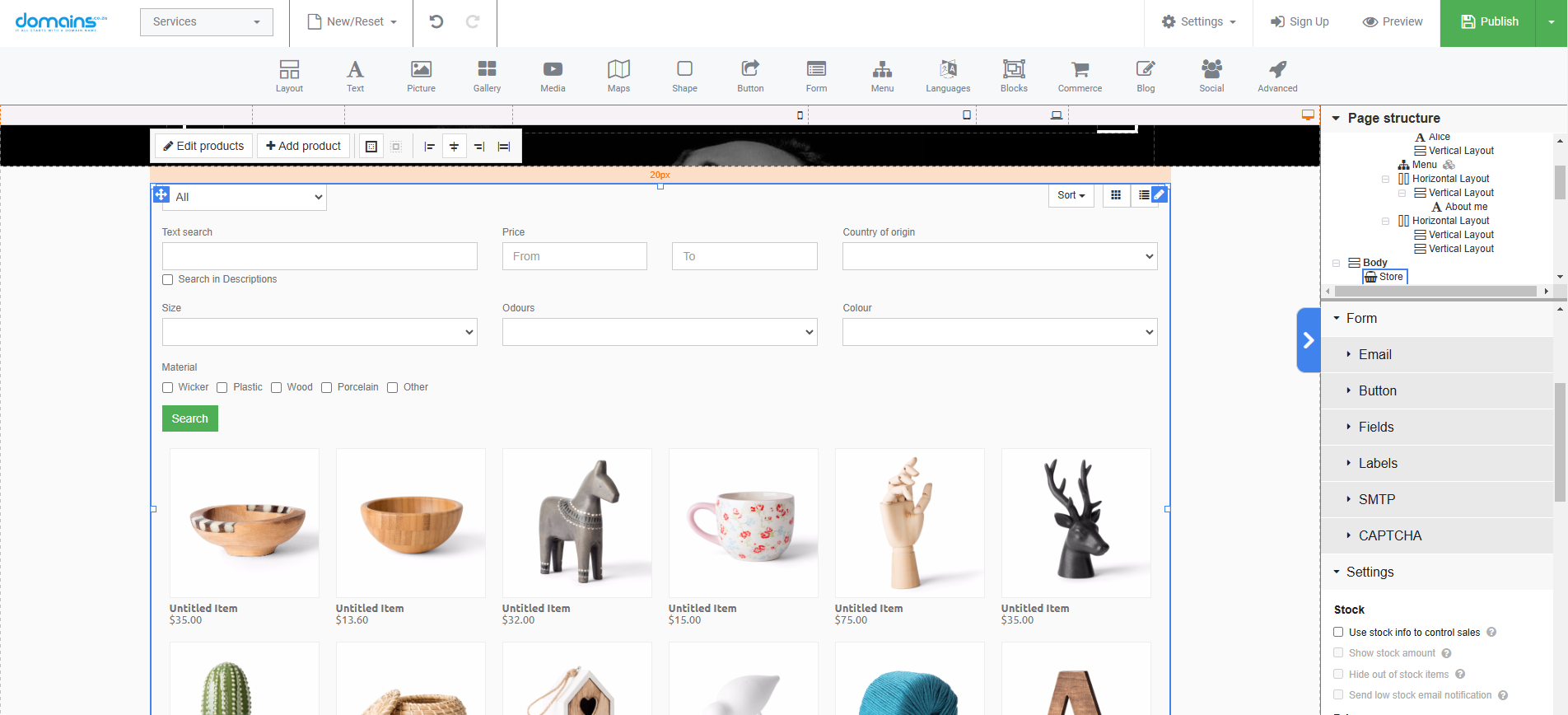 Add Products To A Shopping Page In Site Builder - Product Settings