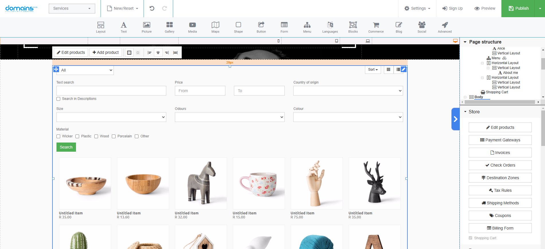 Launch An Online Shop in Site Builder - Product Categories