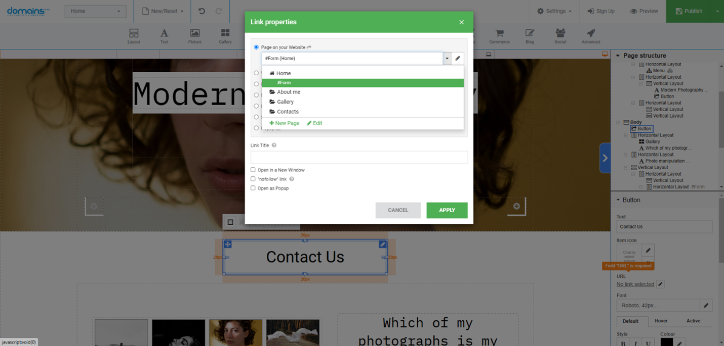 Test A Contact Form - Link Button