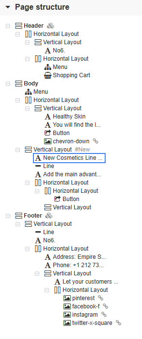 Edit The Page Structure And Main Toolbar Settings In Site Builder - Page Structure