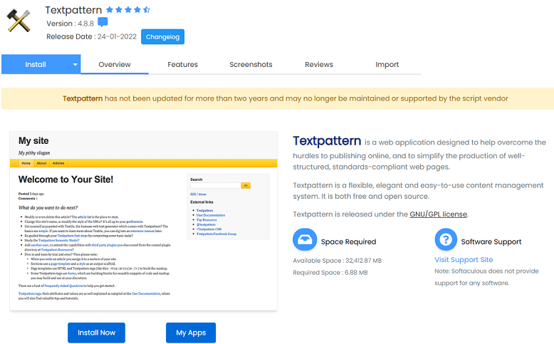Install a Script into Softaculous - View Script Features