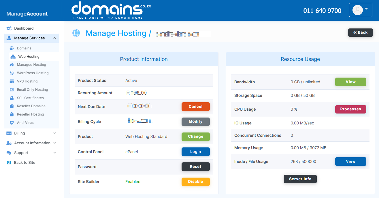 Upgrade Web Hosting - Select the Upgrade Web Hosting Package